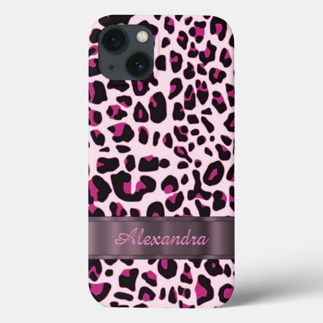 Pretty leopard animal print personalized Case-Mate iPhone case (Back)