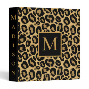 Pretty Leopard Monogram Name   3 Ring Binder