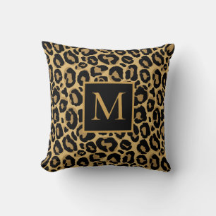 Pretty Leopard Monogram Name Throw Pillow