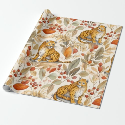Pretty Leopard Wild Cat Nature Animal Fauna Wrapping Paper