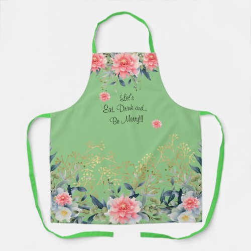 Pretty Lets Eat Drink  Be Merry Apron