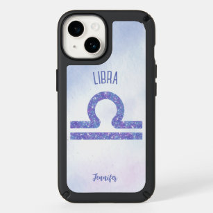 Pretty Libra Astrology Sign Personalized Purple Speck iPhone 14 Case