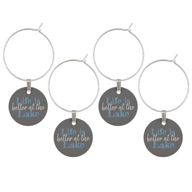 pretty LIFE IS BETTER AT THE LAKE | Wine Charm (Staggered)