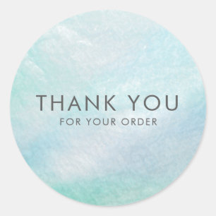 Pretty Light Aqua Blue Thank You Mother of Pearl Classic Round Sticker