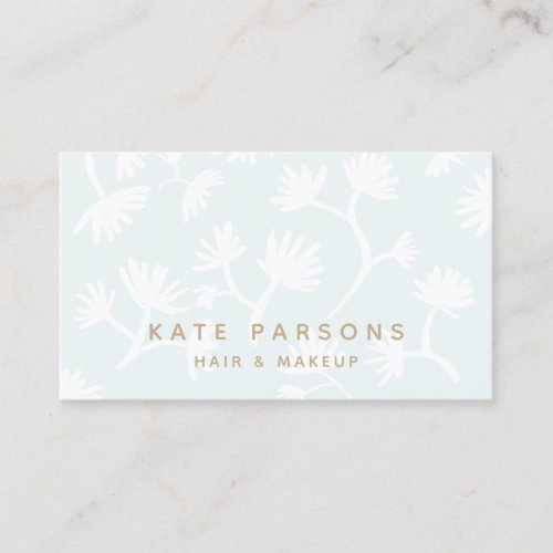 Pretty Light Blue Subtle Floral Pattern Beauty Spa Business Card