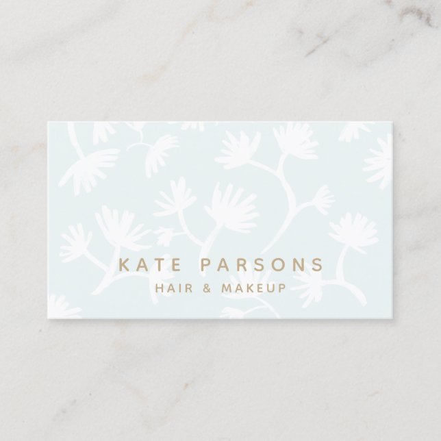 Pretty Light Blue Subtle Floral Pattern Beauty Spa Business Card (Front)
