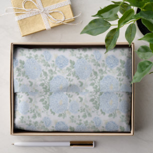 Pretty Light Blue White Flowers Bridal Shower Tissue Paper