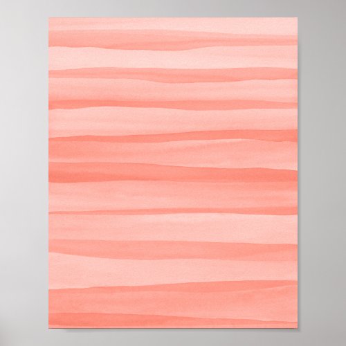 Pretty Light Peach Abstract Watercolor Lines Art Poster