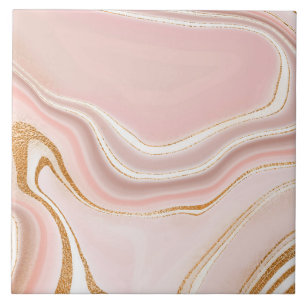 Pretty Light Pink Gold Marble Design Ceramic Tile