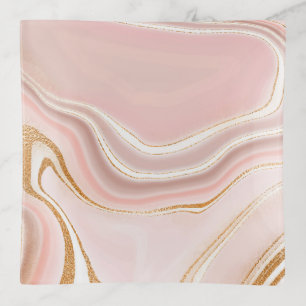 Pretty Light Pink Gold Marble Design Trinket Tray