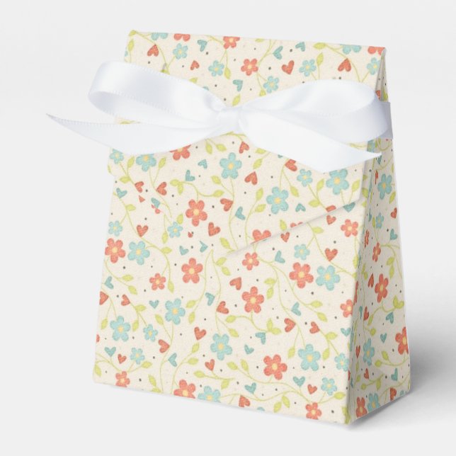 Pretty Light Spring Floral Biege Favor Boxes (Front Side)