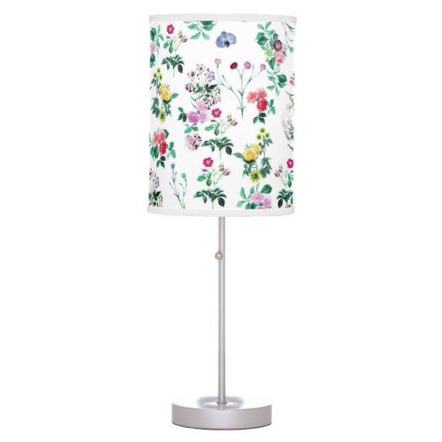 Pretty Light Spring Floral Pattern Table Lamp (Front)