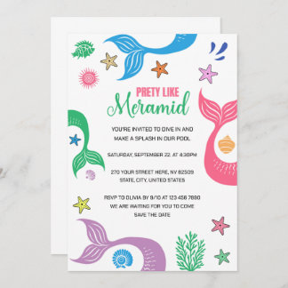 Pretty Like a Mermaid Bachelorette Party Invitation