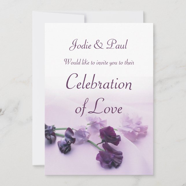 Pretty Lilac And Purple Flowers Wedding Invitation (Front)