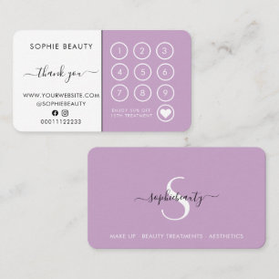 Pretty Lilac Beauty Business Monogram Loyalty Card