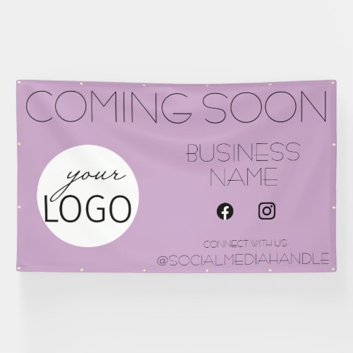 Pretty Lilac Coming Soon Business Logo Promotional Banner