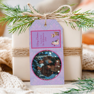 Pretty Lilac Deer & Polar Bear Christmas Gift Tag