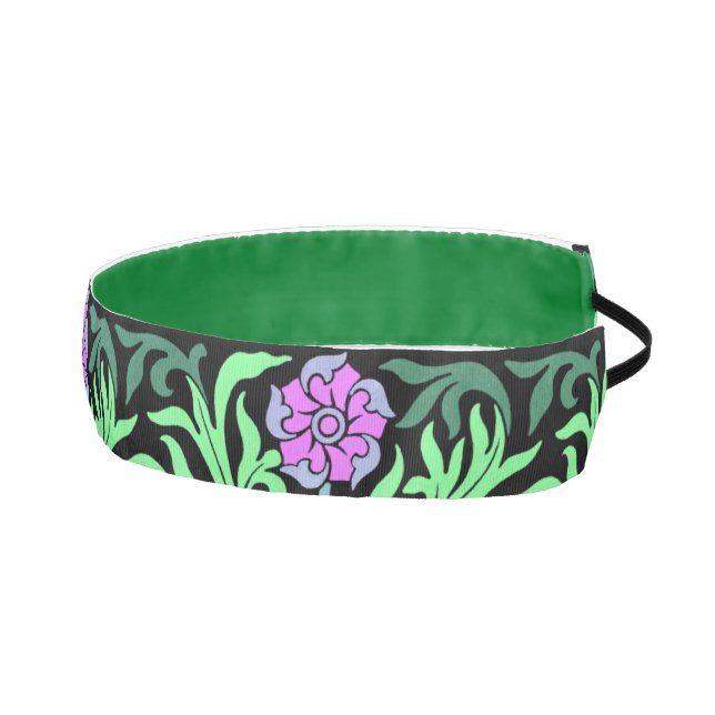 Pretty Lilac Floral Border Athletic Headband (Right)