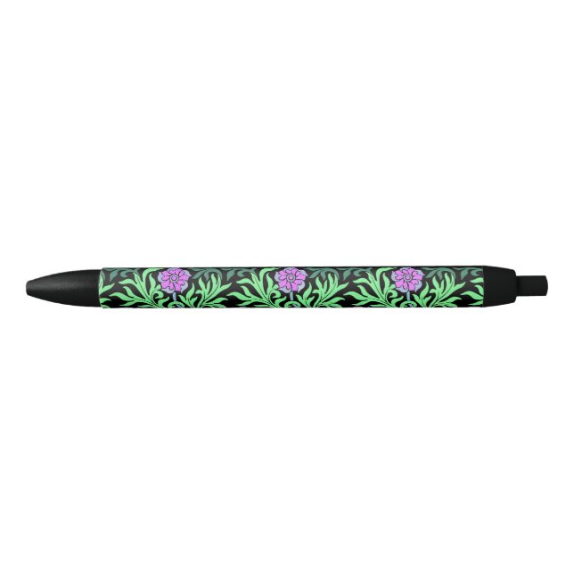 Pretty Lilac Floral Border Pen (Front)