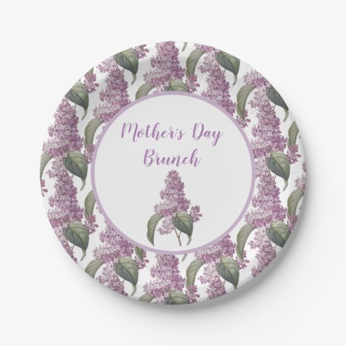 Pretty Lilac Floral Mothers Day Holiday Paper Plates