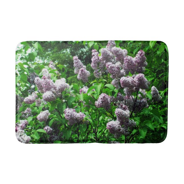 Pretty Lilac Flowers Bathroom Mat (Front)