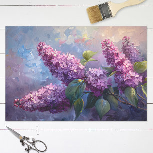 Pretty Lilac Flowers Oil Painting Decoupage Tissue Paper