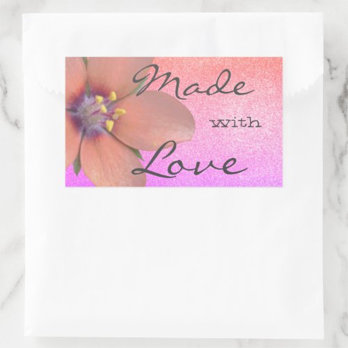 Pretty Lilac Pink Flower Blossom Made with Love Rectangular Sticker