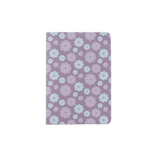 Pretty Lilac Purple and Blue Flower Pattern Passport Holder