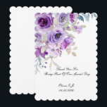pretty lilac purple thank you card<br><div class="desc">floral purple wedding thank you card</div>