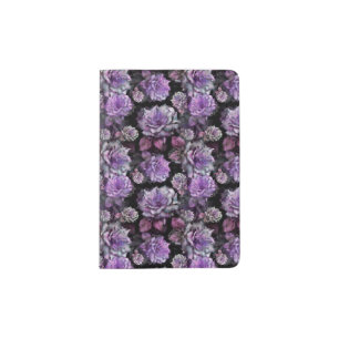 Pretty Lilac Roses Passport Holder