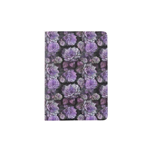 Pretty Lilac Roses Passport Holder (Front)