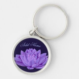 Pretty Lilac Water Lily Personalized Keychain