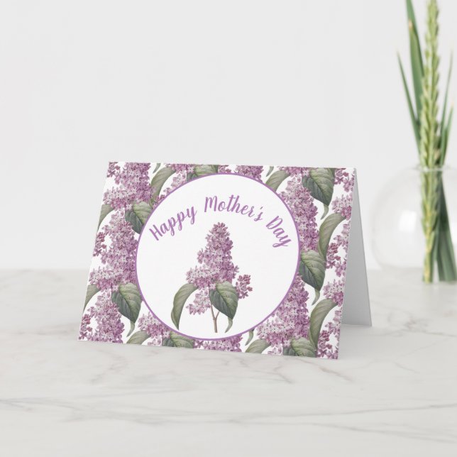 Pretty Lilacs Flowers Mother's Day Holiday Card (Front)