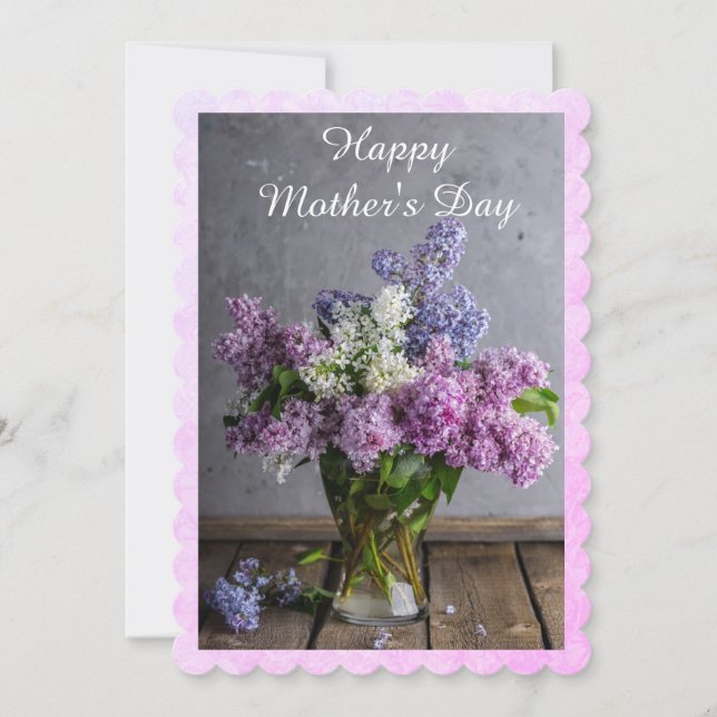 Pretty Lilacs in Vase Mother's Day Card (Front)