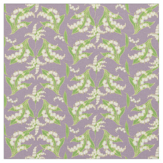 Pretty Lilies-of-the-Valley on Mauve Floral Fabric