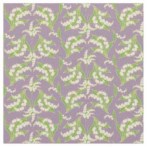 Pretty Lilies_of_the_Valley on Mauve Floral Fabric