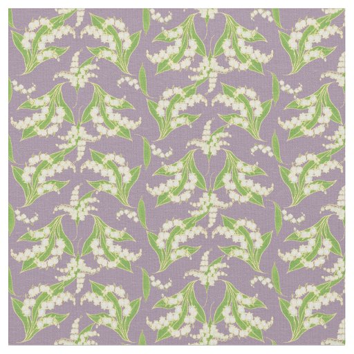 Pretty Lilies-of-the-Valley on Mauve Floral Fabric