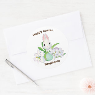 Pretty Lilly floral ,easter bunny Classic Round Sticker