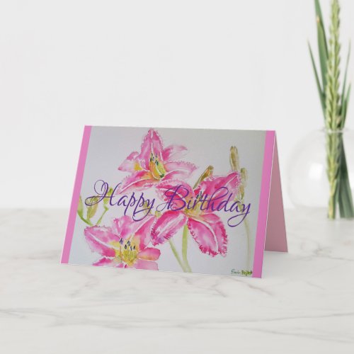 Pretty Lily In Pink Birthday Card