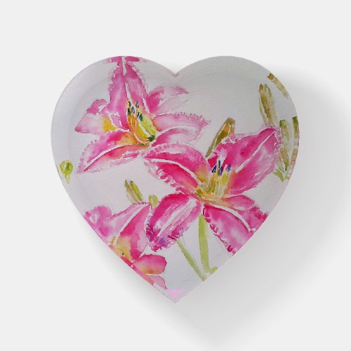 Pretty Lily In Pink Watercolor Painting Lilium Art Paperweight