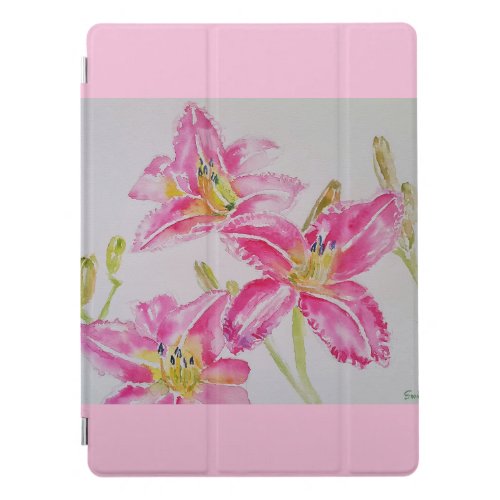 Pretty Lily In Pink Watercolor Painting Lilium iPad Pro Cover