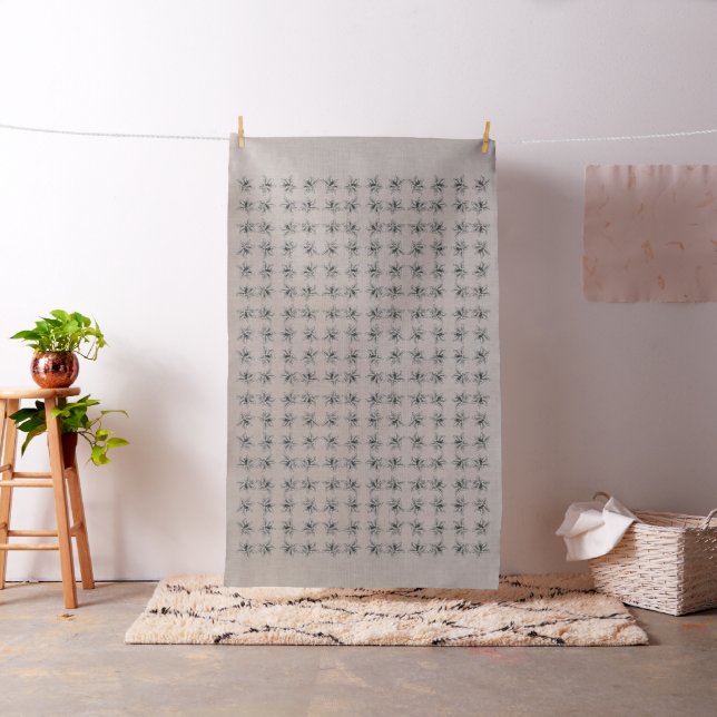Pretty Lily Ink Art Pattern Linen Fabric (In Situ)