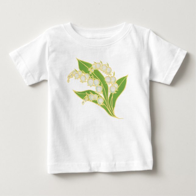 Pretty Lily-of-the-Valley Floral Motif Baby T-Shirt (Front)