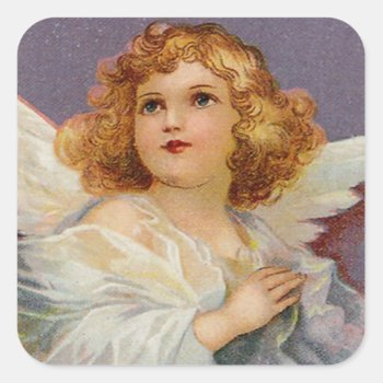Pretty Little Angel Square Sticker by dchaddad at Zazzle