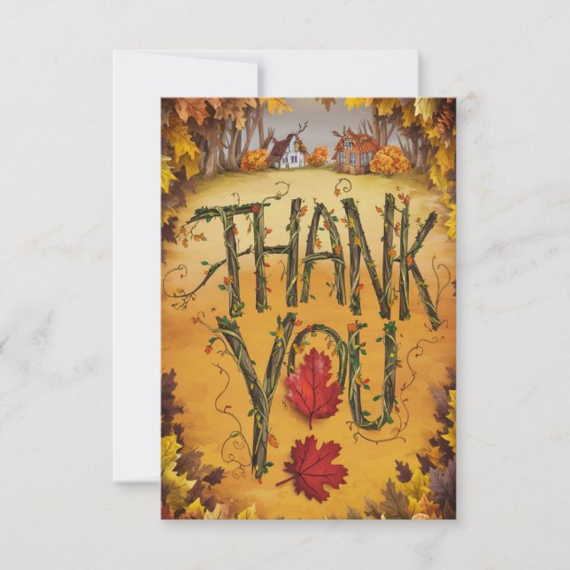 Pretty Little Autumn Fall Thank You Card (Front)