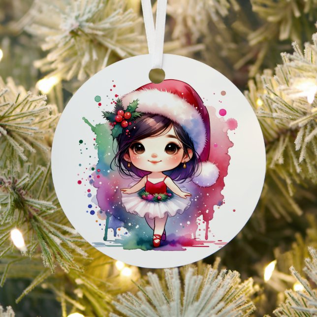 Pretty Little Ballerina Personalized Christmas Metal Ornament (Insitu)