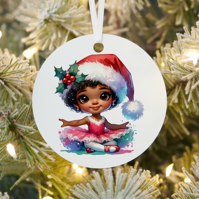 Pretty Little Ballerina Personalized Christmas Metal Ornament (Insitu)