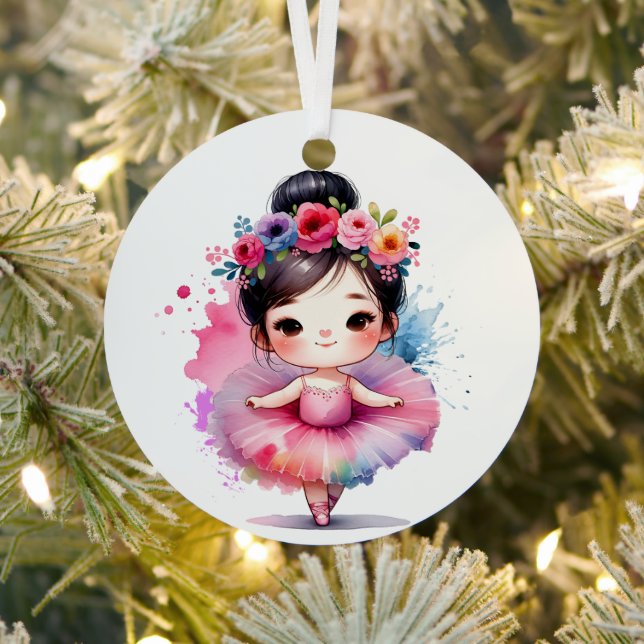 Pretty Little Ballerina Personalized Christmas Metal Ornament (Insitu)