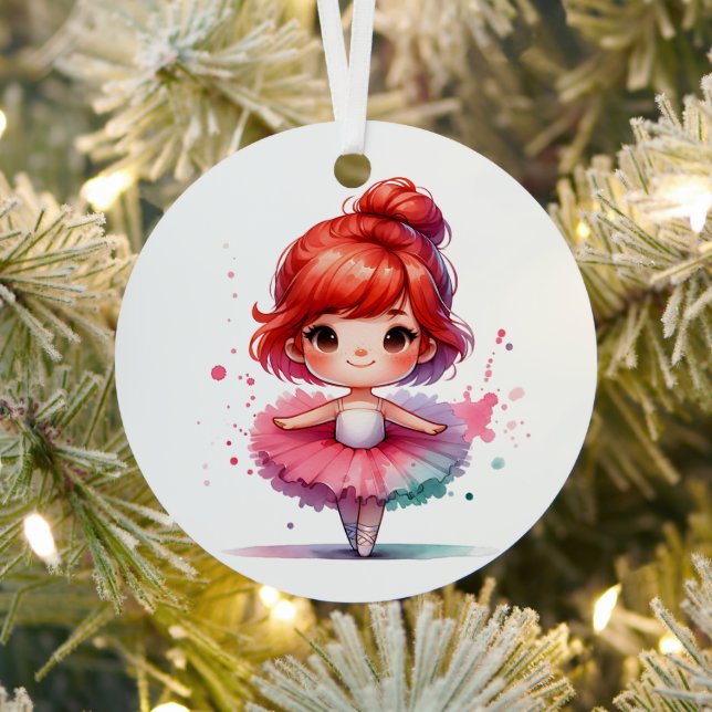 Pretty Little Ballerina Personalized Christmas Metal Ornament (Insitu)