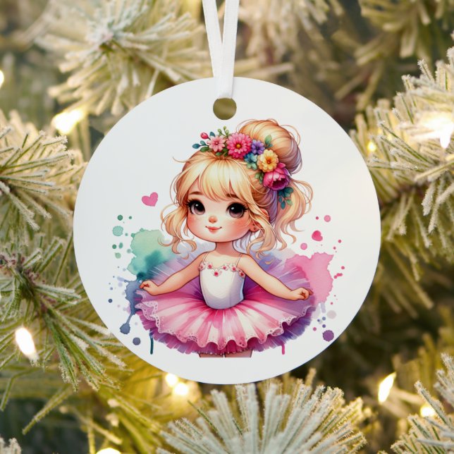 Pretty Little Ballerina Personalized Christmas Metal Ornament (Insitu)